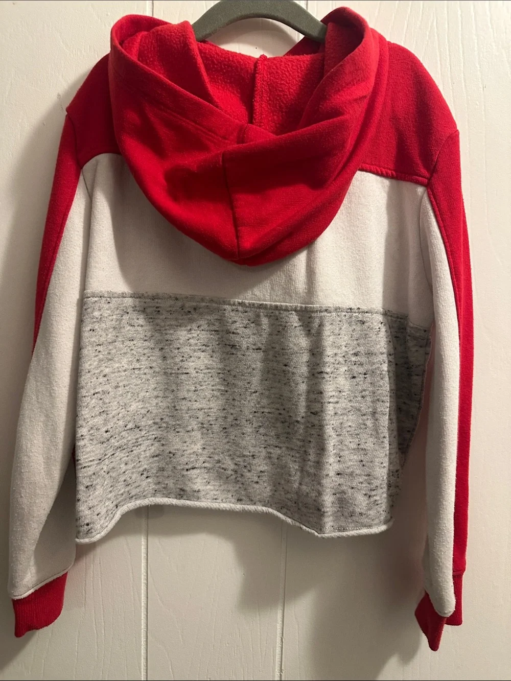 Justice Red and White Colorblock Hoodie Sweatshirt